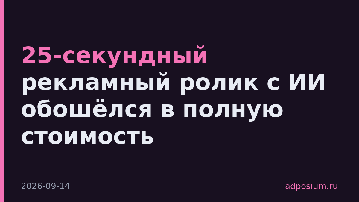 25-секундный рекламный ролик с ИИ обошёлся в полную стоимость