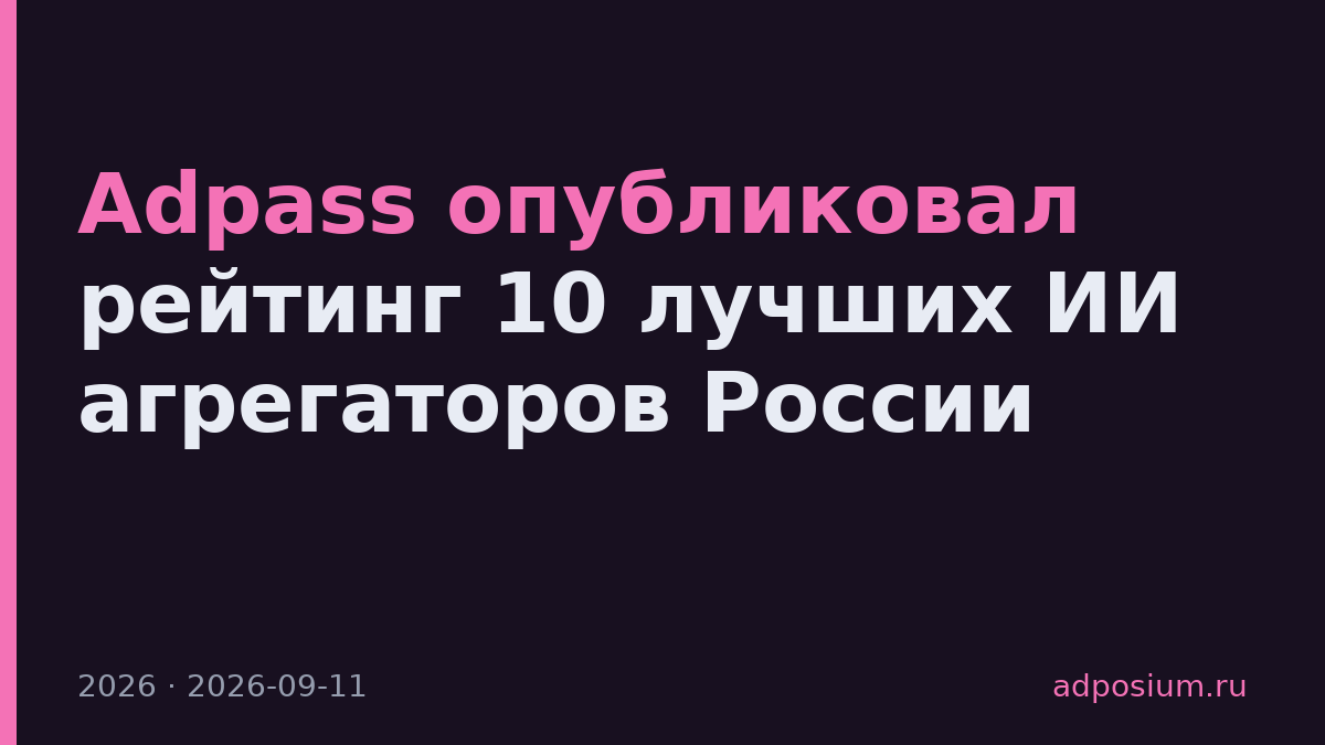 Adpass опубликовал рейтинг 10 лучших ИИ агрегаторов России