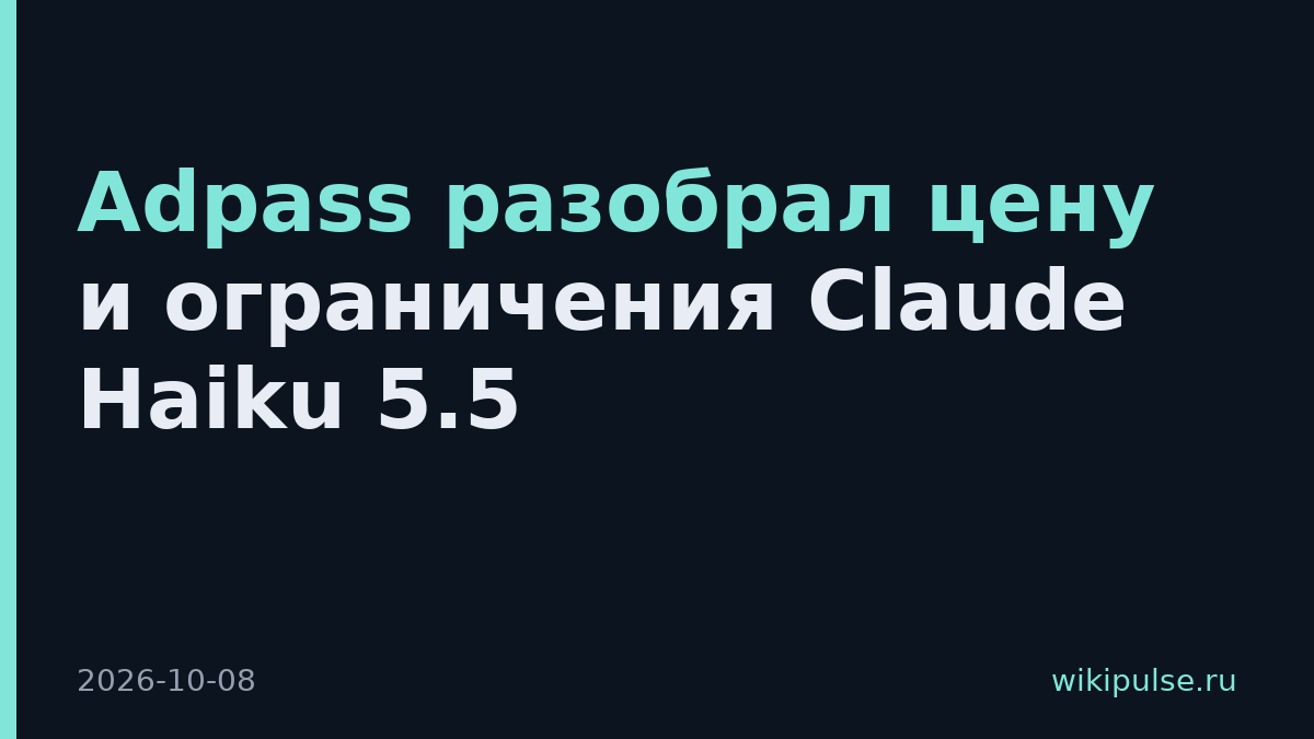 Adpass разобрал цену и ограничения Claude Haiku 5.5