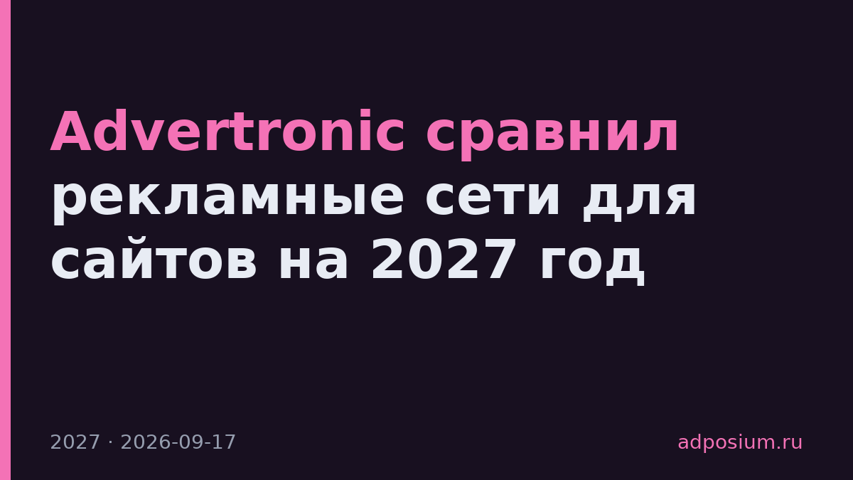 Advertronic сравнил рекламные сети для сайтов на 2027 год