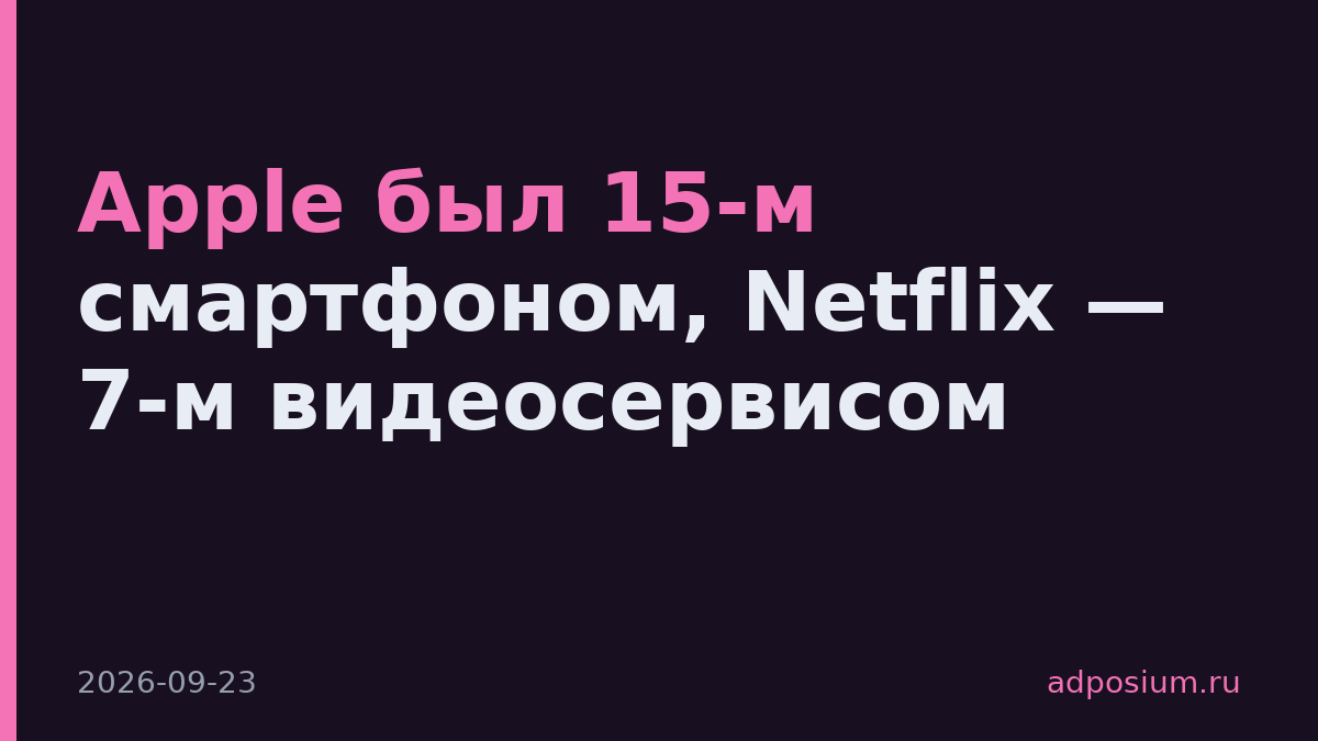 Apple был 15-м смартфоном, Netflix — 7-м видеосервисом