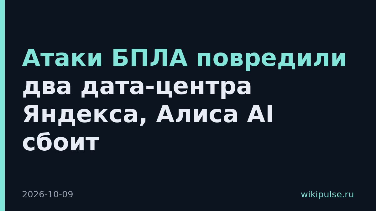 Атаки БПЛА повредили два дата-центра Яндекса, Алиса AI сбоит