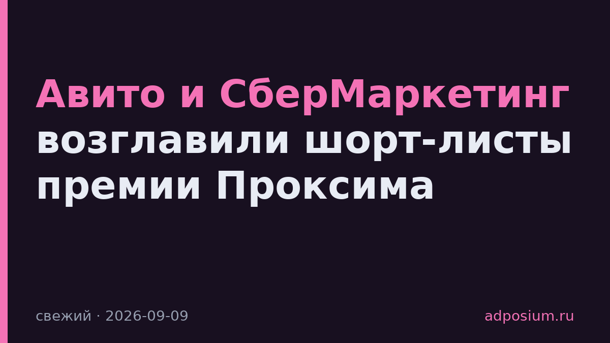 Авито и СберМаркетинг возглавили шорт-листы премии Проксима
