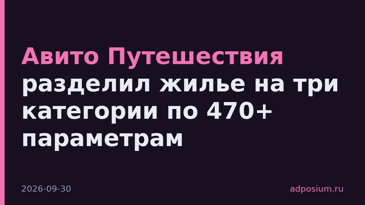 Авито Путешествия разделил жилье на три категории по 470+ параметрам