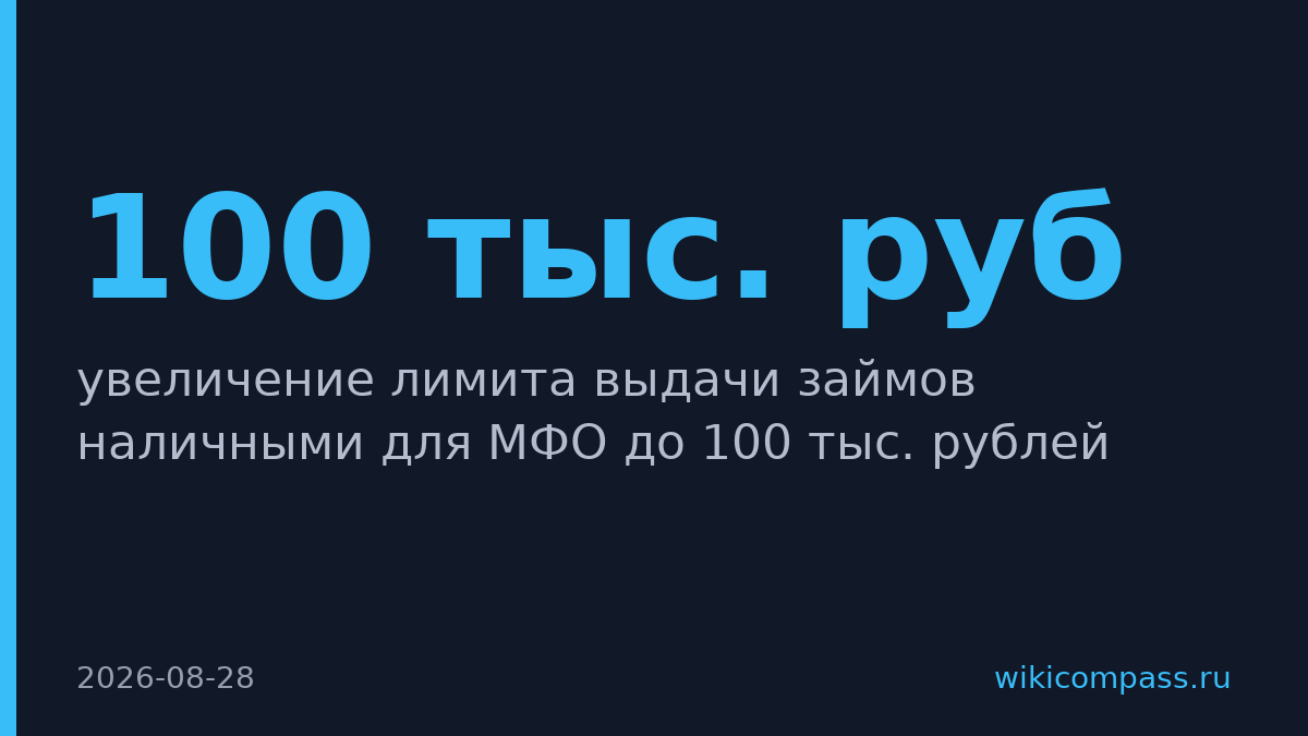 Банк России предложил удвоить лимит наличных займов МФО до 100 тыс. рублей
