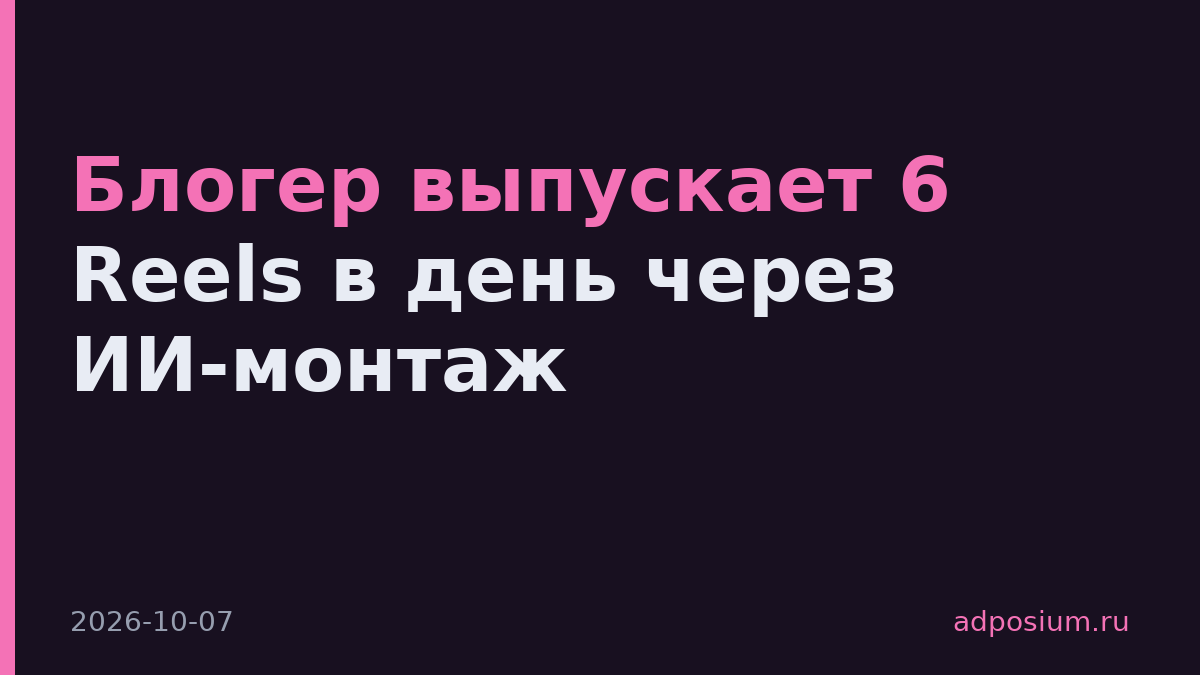 Блогер выпускает 6 Reels в день через ИИ-монтаж