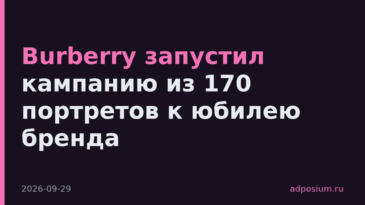 Burberry запустил кампанию из 170 портретов к юбилею бренда