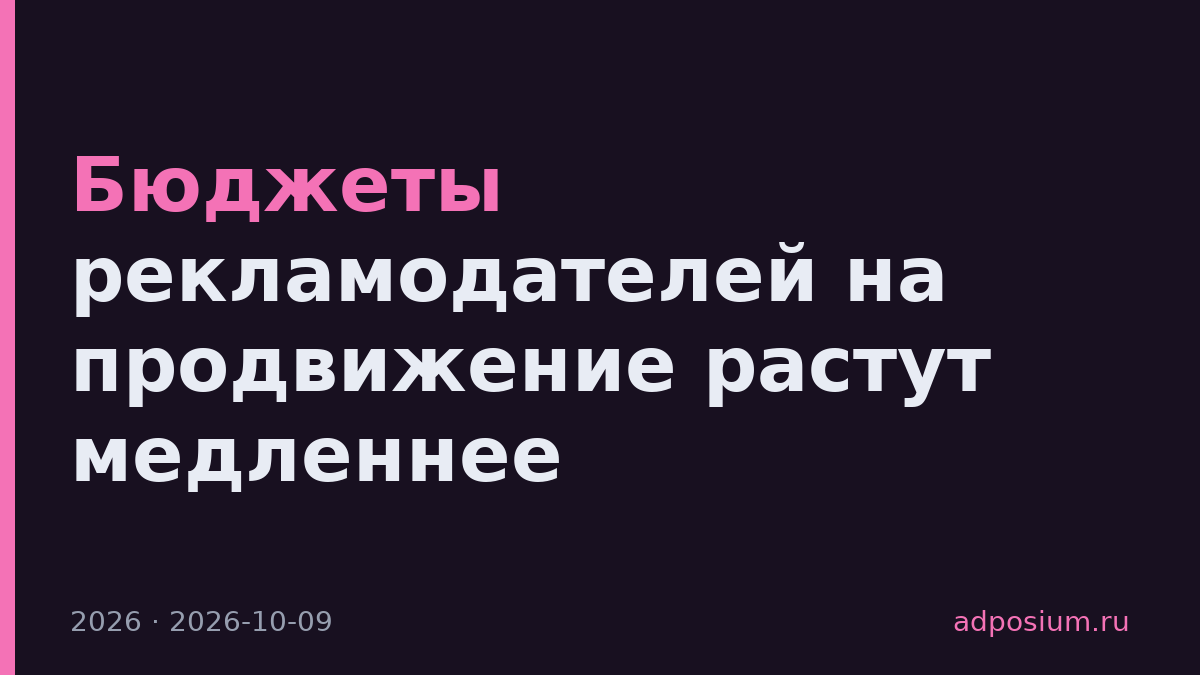 Бюджеты рекламодателей на продвижение растут медленнее