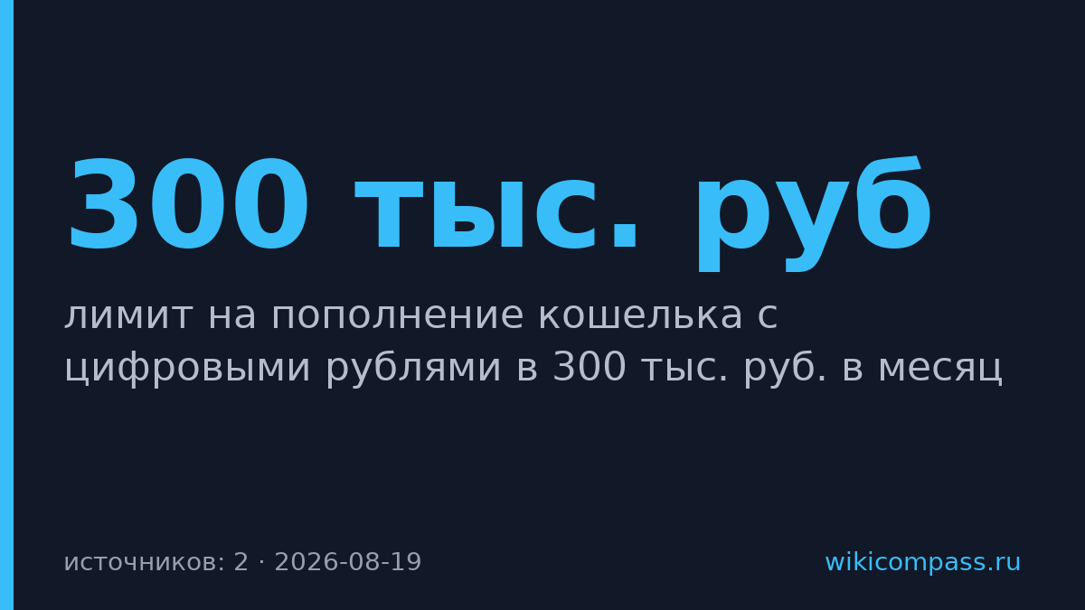 ЦБ ограничит пополнение цифровых кошельков 300 тыс. руб. в месяц