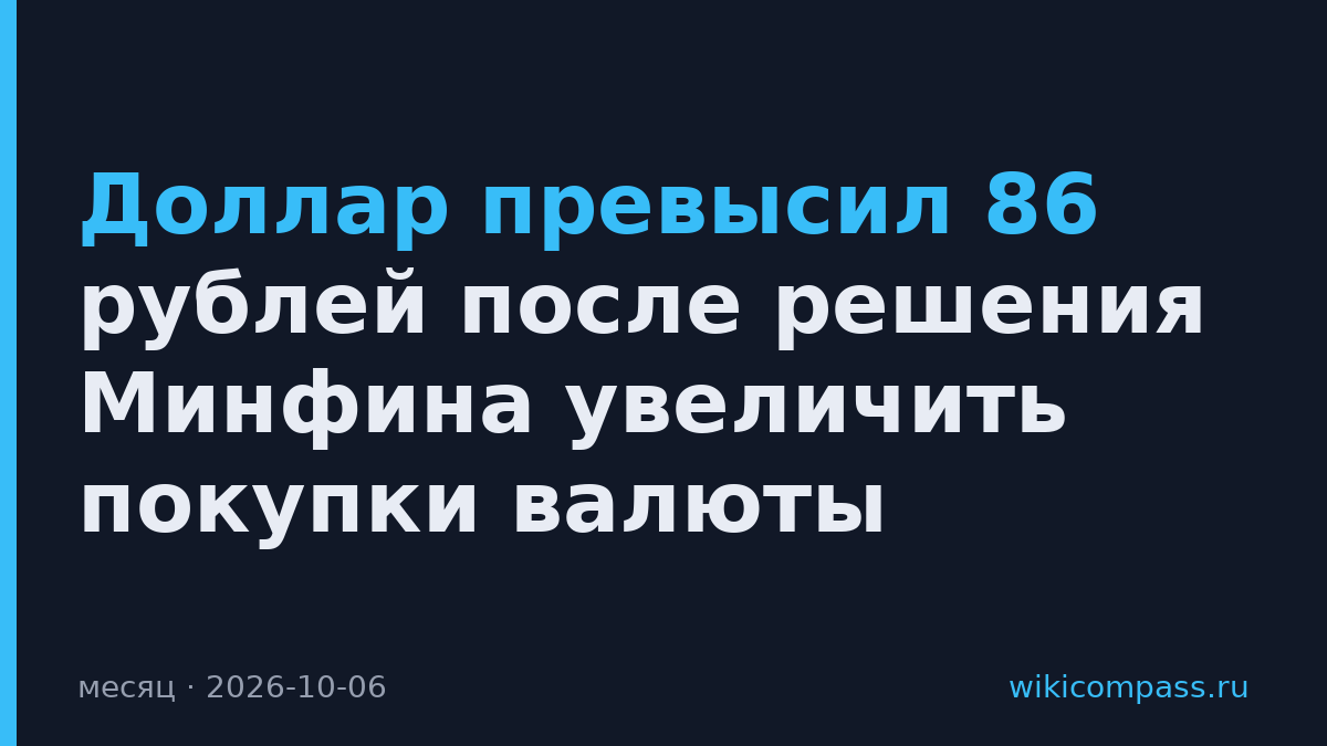 Доллар превысил 86 рублей после решения Минфина увеличить покупки валюты