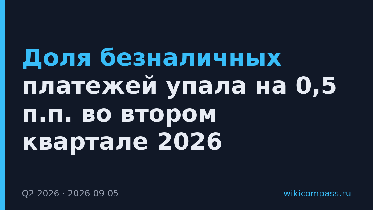 Доля безналичных платежей упала на 0,5 п.п. во втором квартале 2026