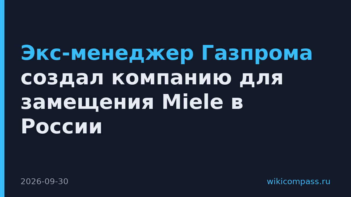 Экс-менеджер Газпрома создал компанию для замещения Miele в России