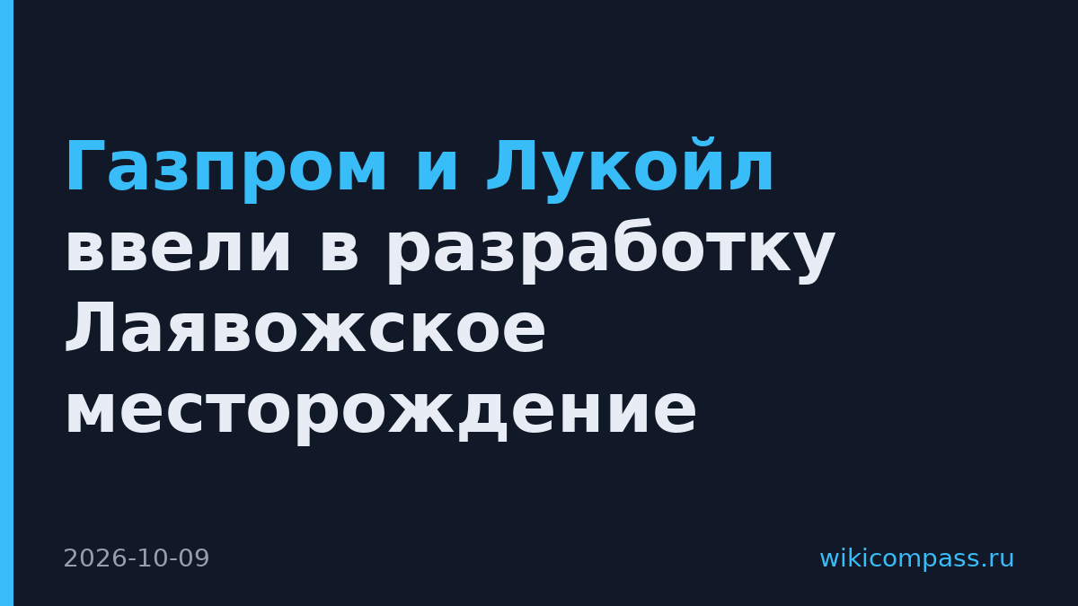Газпром и Лукойл ввели в разработку Лаявожское месторождение