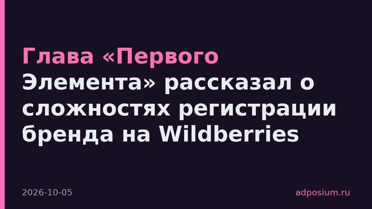 Глава «Первого Элемента» рассказал о сложностях регистрации бренда на Wildberries