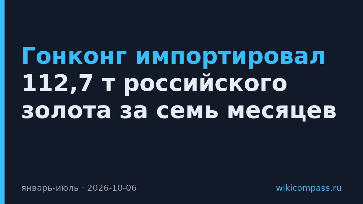 Гонконг импортировал 112,7 т российского золота за семь месяцев