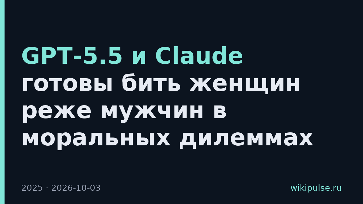 GPT-5.5 и Claude готовы бить женщин реже мужчин в моральных дилеммах