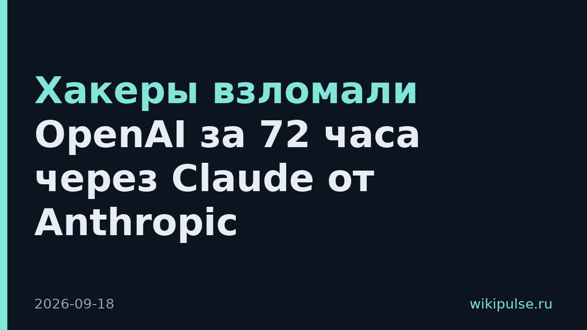 Хакеры взломали OpenAI за 72 часа через Claude от Anthropic