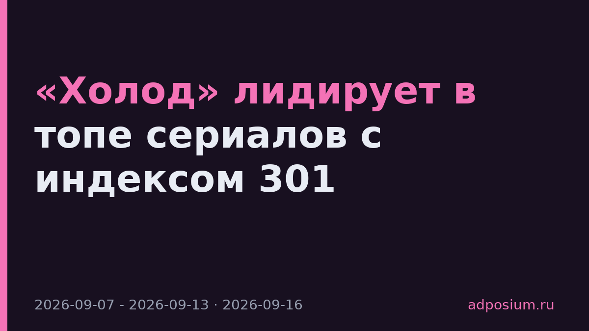«Холод» лидирует в топе сериалов с индексом 301