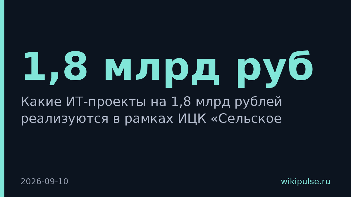 ИЦК «Сельское хозяйство» запустит ИТ-проекты на 1,8 млрд рублей