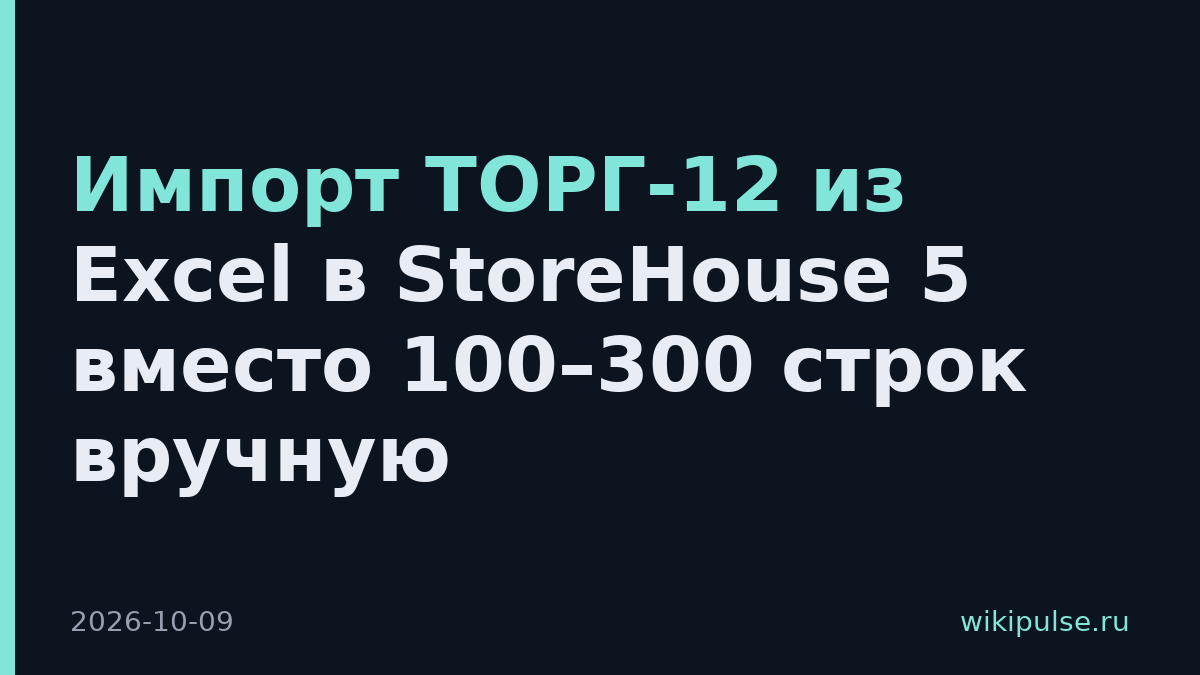 Импорт ТОРГ-12 из Excel в StoreHouse 5 вместо 100–300 строк вручную