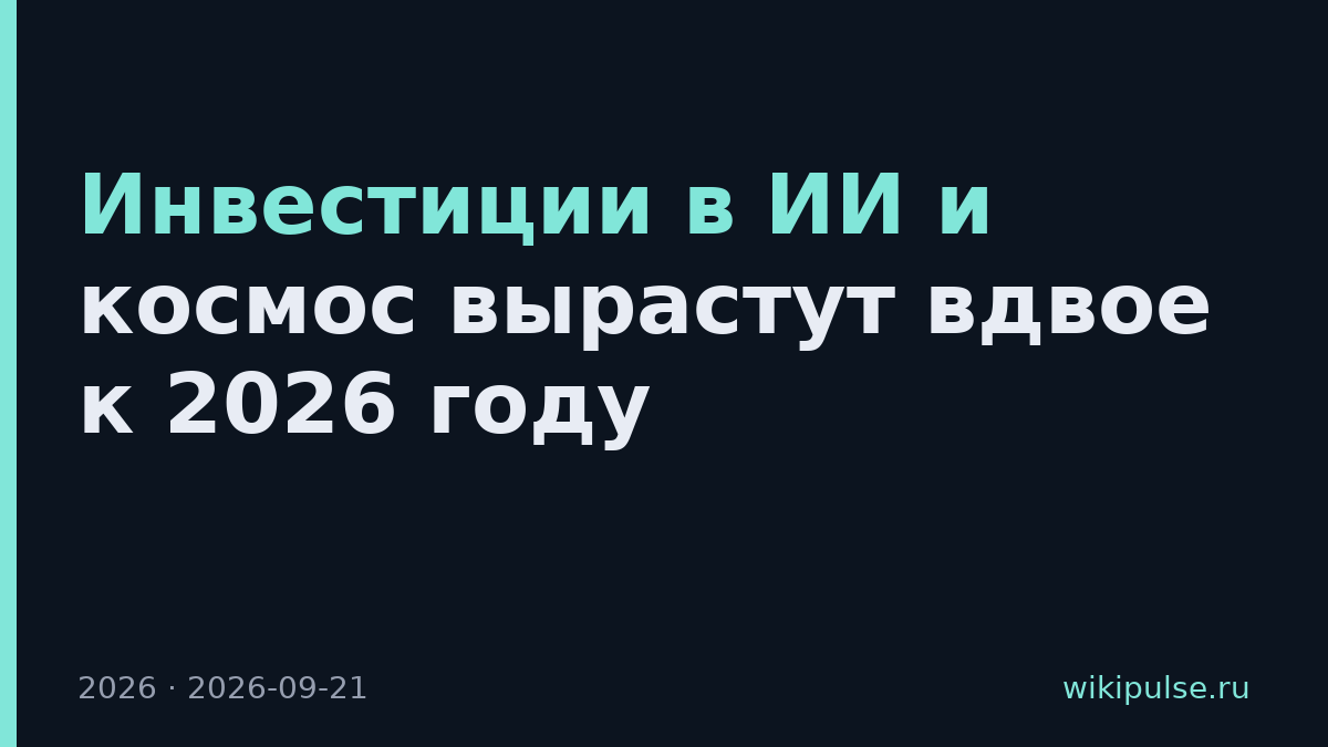 Инвестиции в ИИ и космос вырастут вдвое к 2026 году
