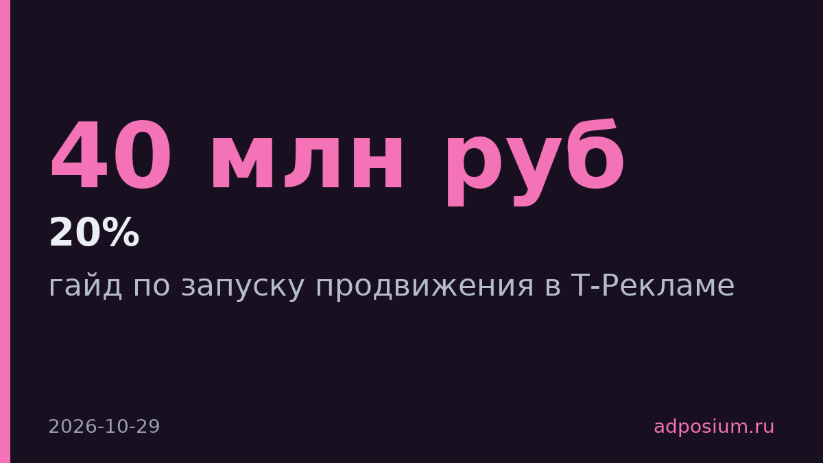 Кампания в Т-Рекламе с кешбэком 20% для локального бизнеса