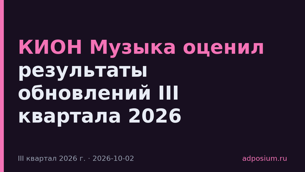 КИОН Музыка оценил результаты обновлений III квартала 2026