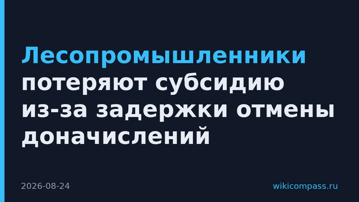 Лесопромышленники потеряют субсидию из-за задержки отмены доначислений