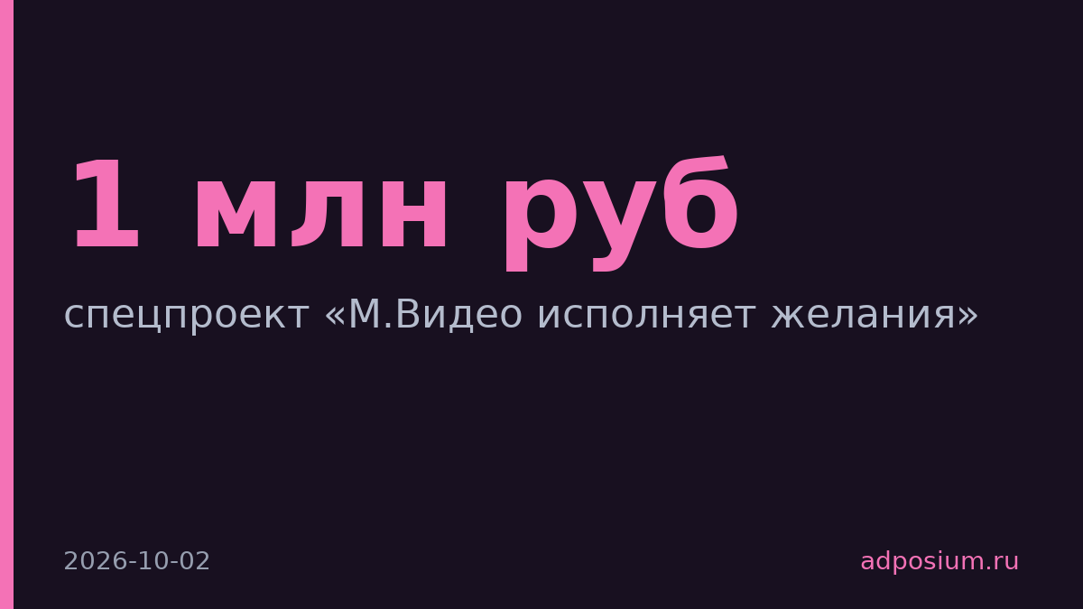 М.Видео раздаст 1 млн руб. за истории о желаемой технике