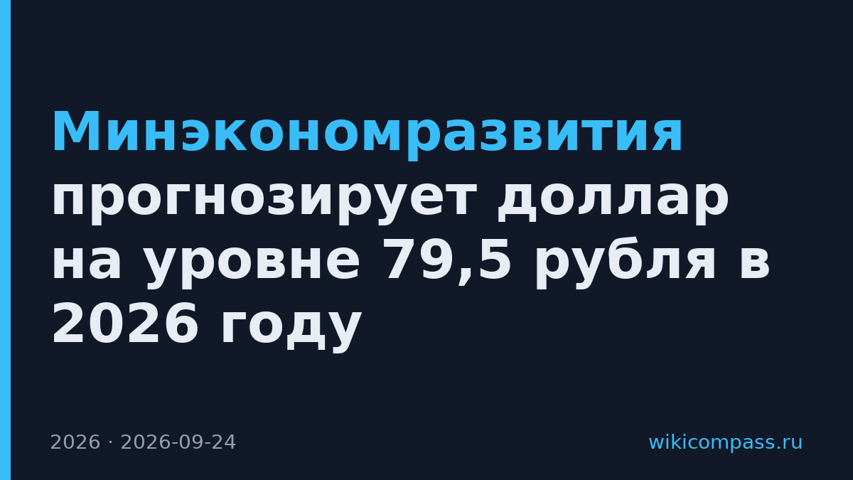 Минэкономразвития прогнозирует доллар на уровне 79,5 рубля в 2026 году