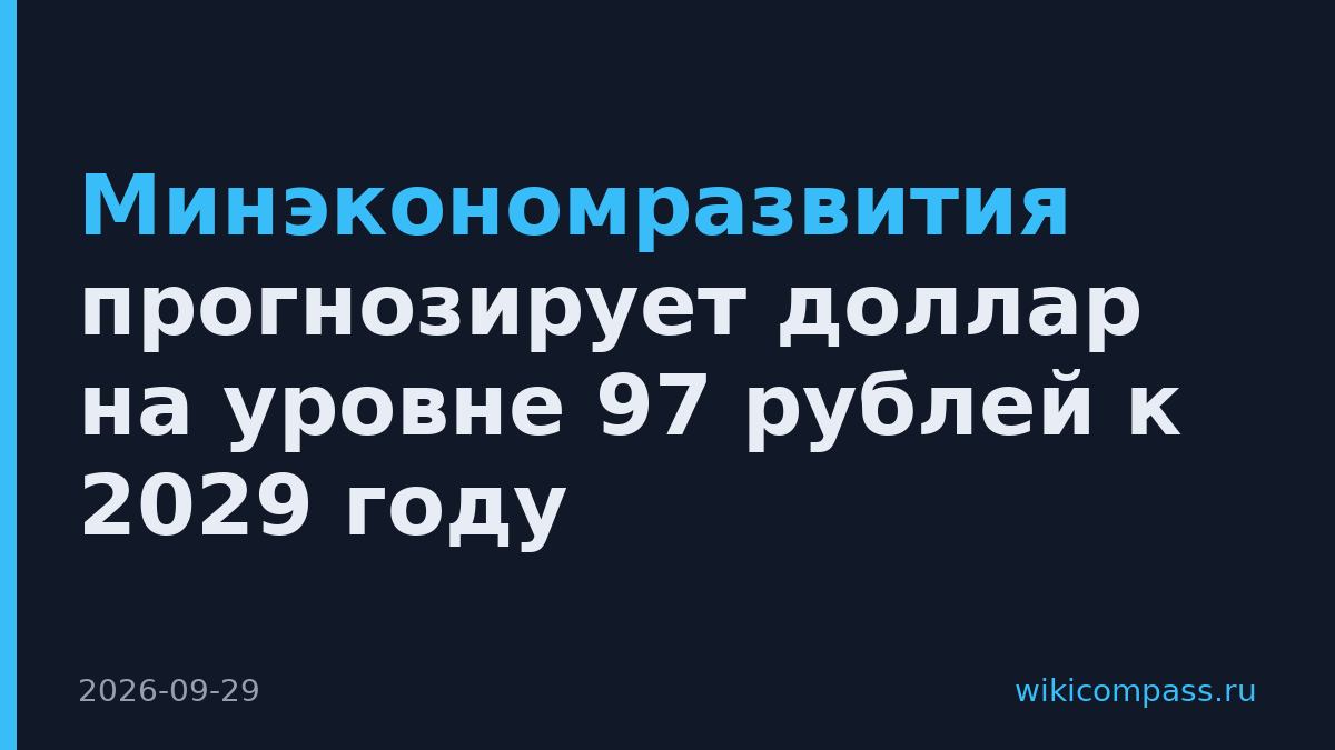 Минэкономразвития прогнозирует доллар на уровне 97 рублей к 2029 году