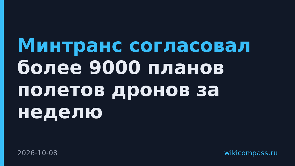 Минтранс согласовал более 9000 планов полетов дронов за неделю
