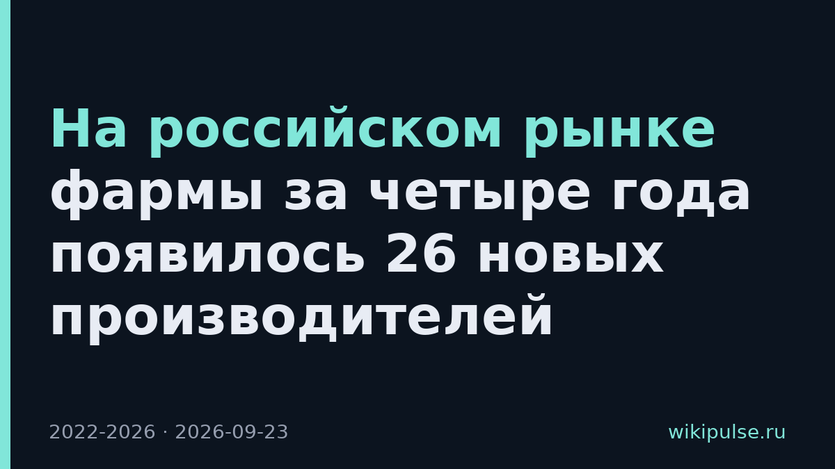 На российском рынке фармы за четыре года появилось 26 новых производителей