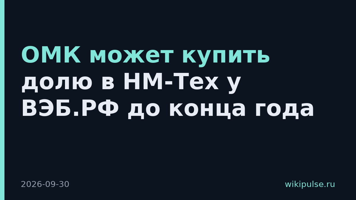 ОМК может купить долю в НМ-Тех у ВЭБ.РФ до конца года