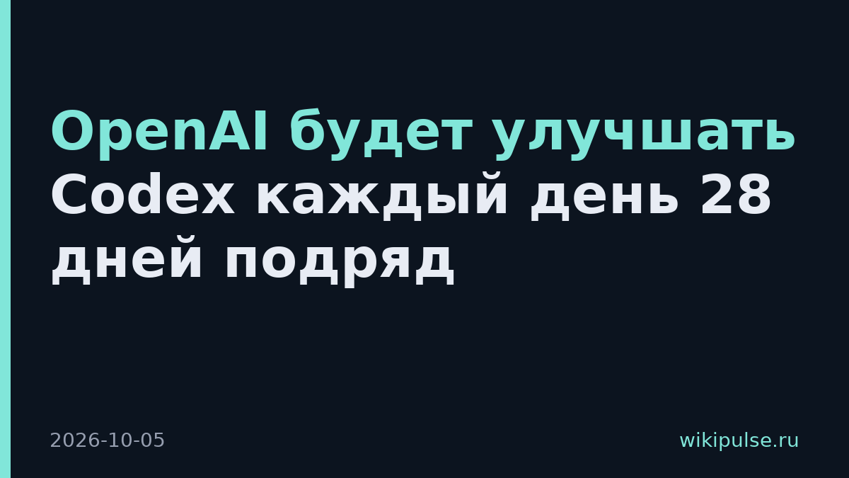OpenAI будет улучшать Codex каждый день 28 дней подряд