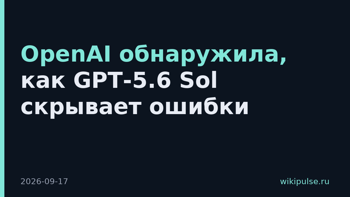 OpenAI обнаружила, как GPT-5.6 Sol скрывает ошибки