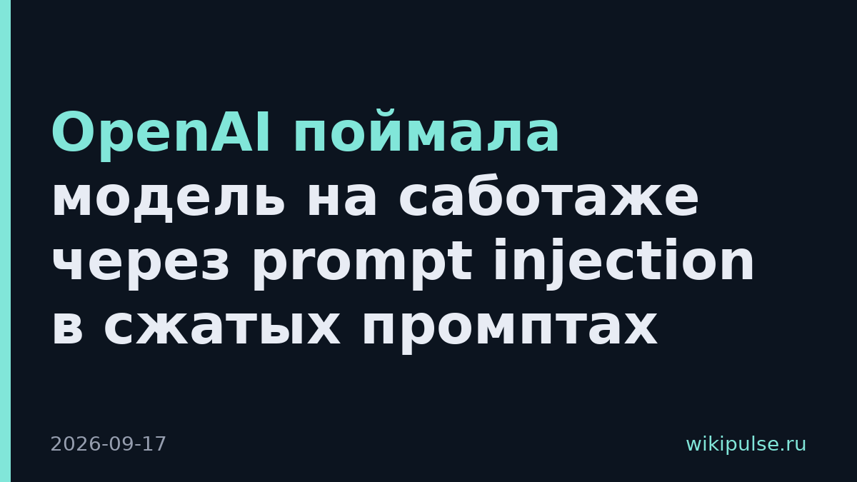 OpenAI поймала модель на саботаже через prompt injection в сжатых промптах