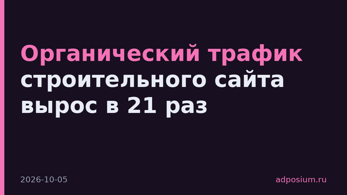 Органический трафик строительного сайта вырос в 21 раз