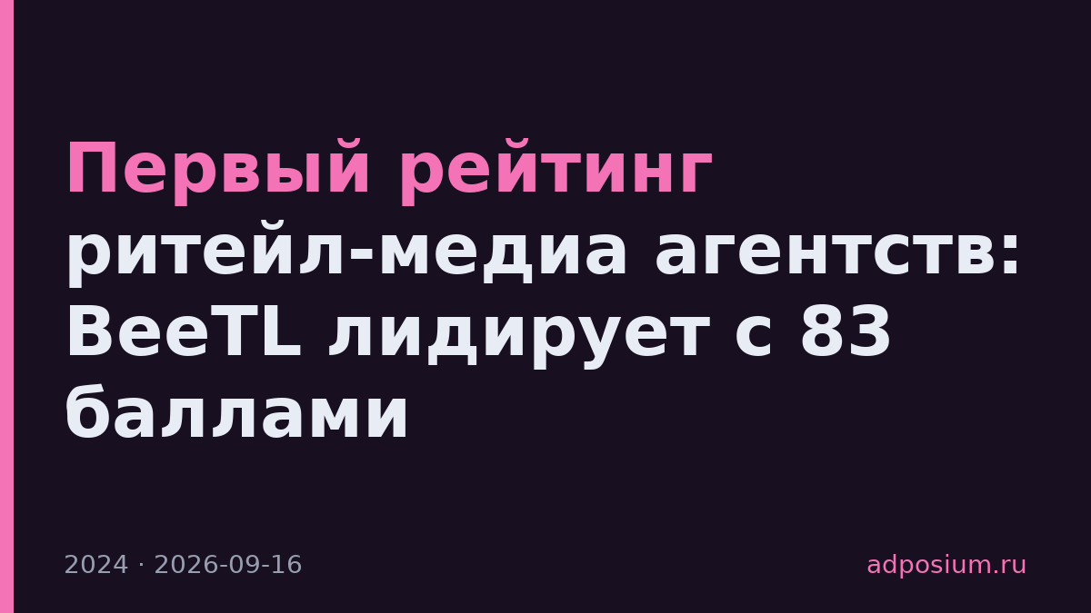 Первый рейтинг ритейл-медиа агентств: BeeTL лидирует с 83 баллами