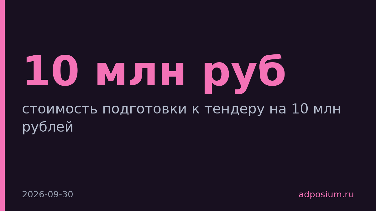 Подготовка к тендеру на 10 млн обходится агентству в 1 млн