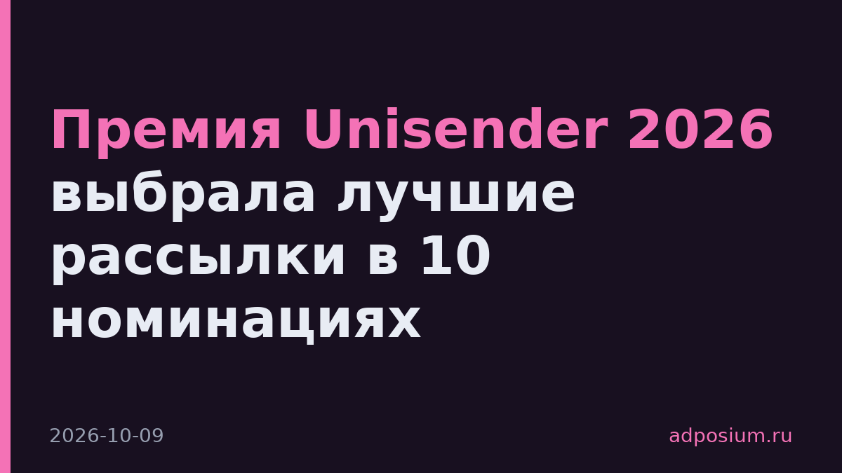 Премия Unisender 2026 выбрала лучшие рассылки в 10 номинациях