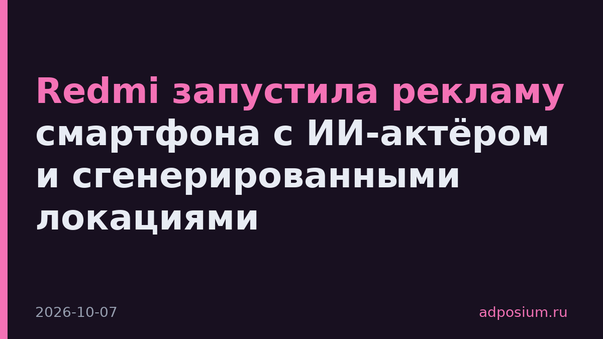 Redmi запустила рекламу смартфона с ИИ-актёром и сгенерированными локациями