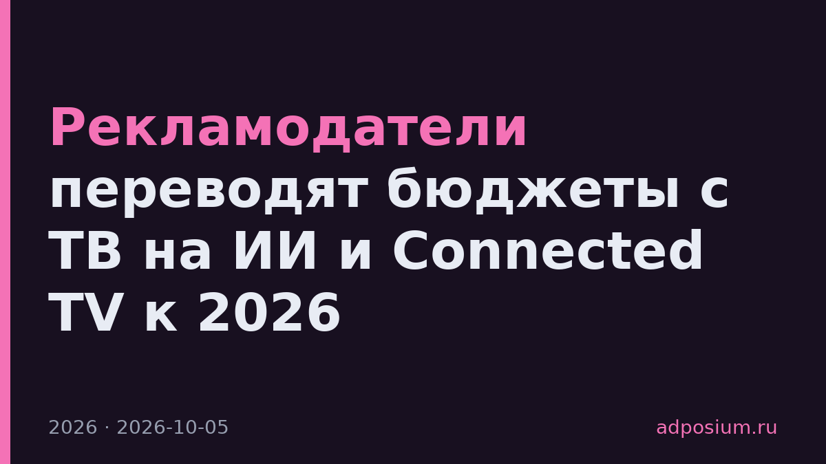 Рекламодатели переводят бюджеты с ТВ на ИИ и Connected TV к 2026