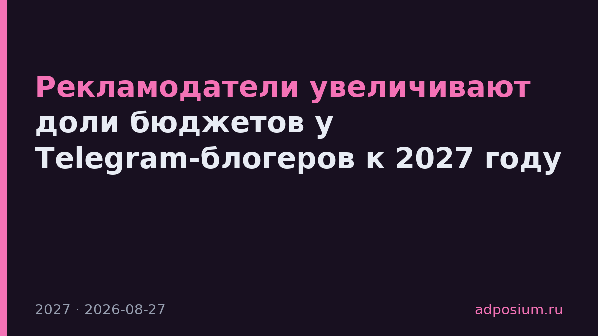 Рекламодатели увеличивают доли бюджетов у Telegram-блогеров к 2027 году