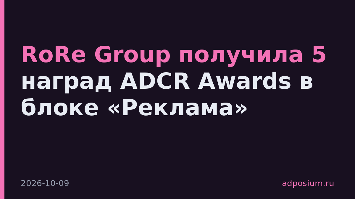 RoRe Group получила 5 наград ADCR Awards в блоке «Реклама»