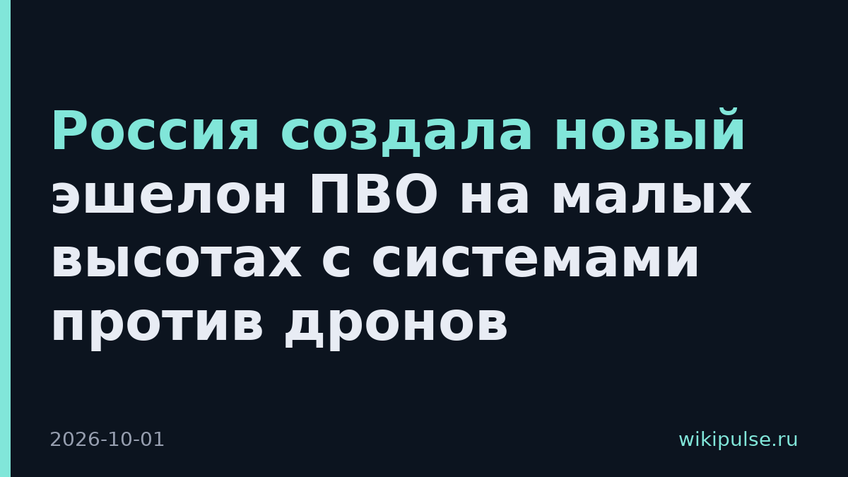 Россия создала новый эшелон ПВО на малых высотах с системами против дронов