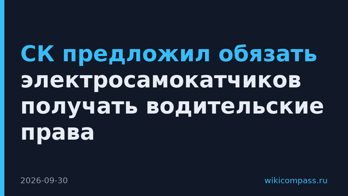 СК предложил обязать электросамокатчиков получать водительские права