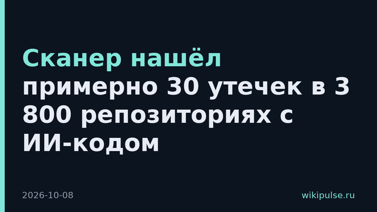 Сканер нашёл примерно 30 утечек в 3 800 репозиториях с ИИ-кодом