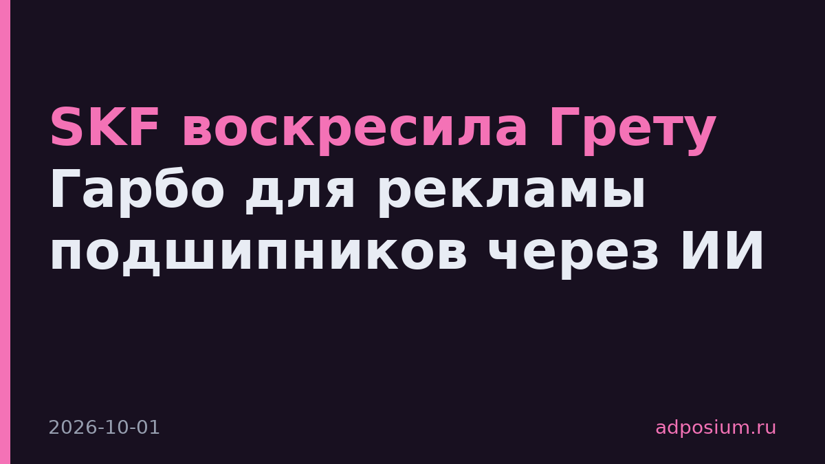 SKF воскресила Грету Гарбо для рекламы подшипников через ИИ
