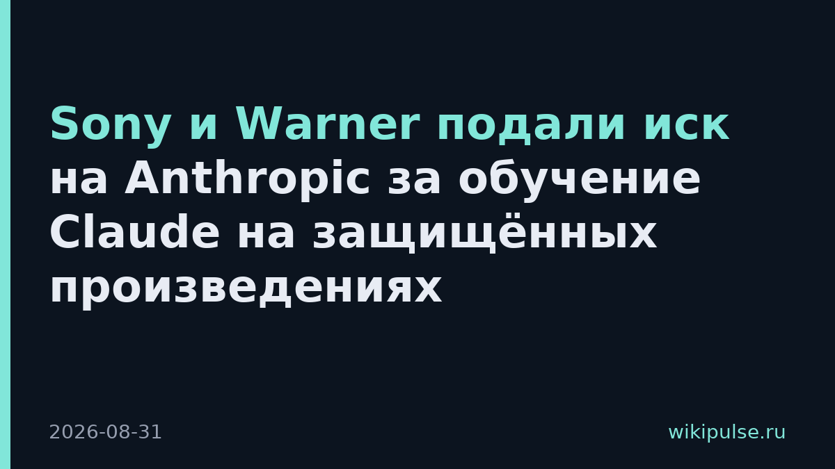 Sony и Warner подали иск на Anthropic за обучение Claude на защищённых произведениях